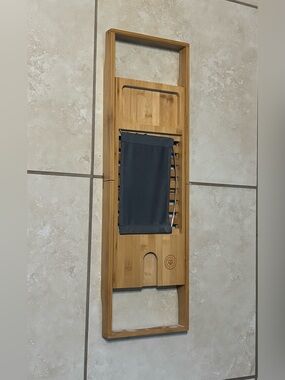 Bamboo Bath Caddy with Black Fabric Tray